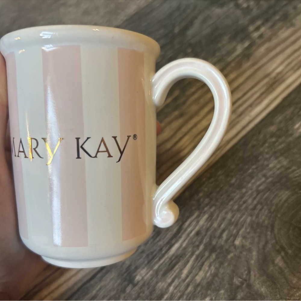 Mary Kay Pink And White Striped Ceramic Coffee Mug Vintage - Picture 2 of 6